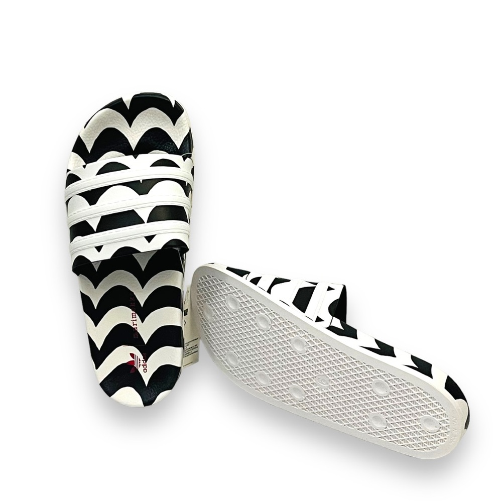 Adidas Women's Marimekko Adilette Slides Wave Print Black and White Size 9 New